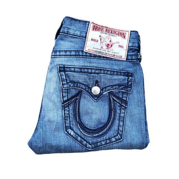 True Religion Jeans Size 34 RAINBOW JOEY Blue - Picture 10 of 11